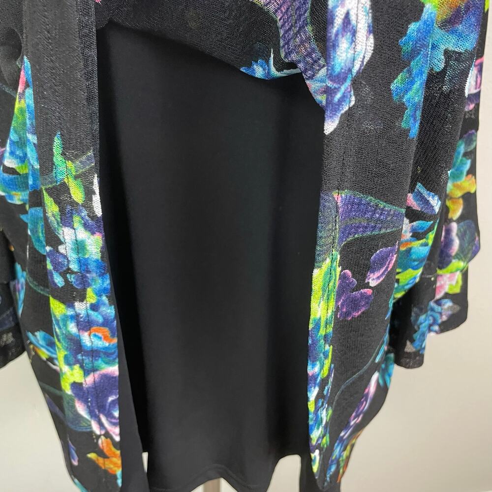 Calessa Black Floral Layer Flared Sleeve  Knit Top  *2X/3X - Picture 12 of 12
